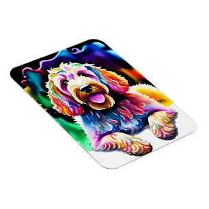 Happy Dog Goldendoodle Waterverf Design Magneet
