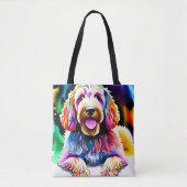 Happy Dog Goldendoodle Waterverf Design Tote Bag (Voorkant)