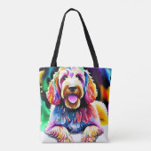 Happy Dog Goldendoodle Waterverf Design Tote Bag (Achterkant)