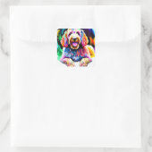 Happy Dog Goldendoodle Waterverf Design Vierkante Sticker (Tas)