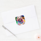 Happy Dog Goldendoodle Waterverf Design Vierkante Sticker (Envelop)