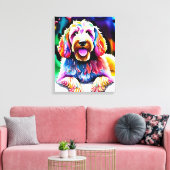 Happy Dog Goldendoodle Waterverf Schets Canvas Afdruk (Insitu (Woonkamer))