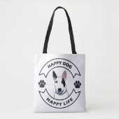 Happy dog, happy life tote bag (Voorkant)