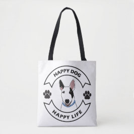 Happy dog, happy life tote bag