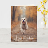 Happy Dog in de herfst Bossen Kaart (Gele Bloem)