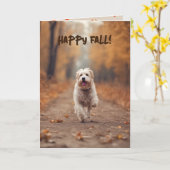 Happy Dog In Herfst Bossen Kaart (Gele Bloem)
