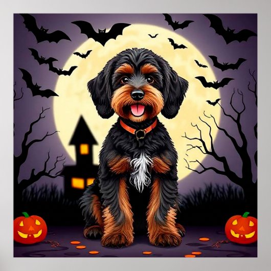 Happy Dog in het Halloween thema Poster (Voorkant)