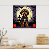 Happy Dog in het Halloween thema Poster (Keuken)