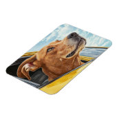 Happy Dog in Yellow Car Art Print Magneet (Linkerzijde)