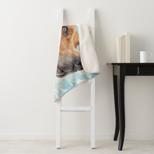 Happy Dog in Yellow Car Art Print Sherpa Deken (In situ)