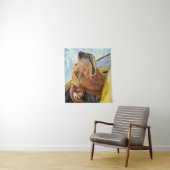 Happy Dog in Yellow Car Art Print Wandkleed (In situ)