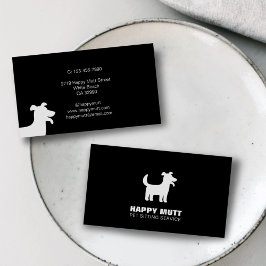 Happy Dog Logo Pet Sitting Service Black White Visitekaartje
