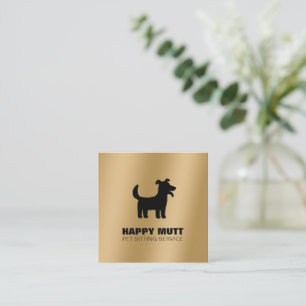 Happy Dog-Logo Pet Sitting Service Faux Gold Vierkante Visitekaartje