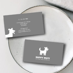 Happy Dog Logo Pet Sitting Service Gray Visitekaartje