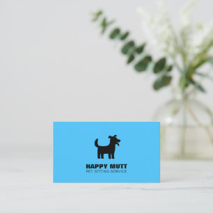 Happy Dog Logo Pet Sitting Service Sky Blue Visitekaartje