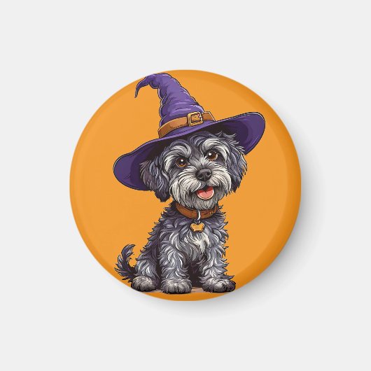 Happy Dog met een heks Pet Magneet (Voorkant)