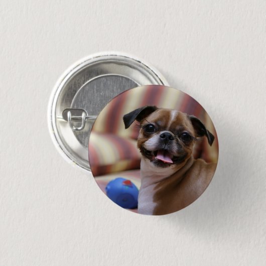 Happy Dog met Speelgoed Ronde Button 3,2 Cm (Voorkant /achterkant)