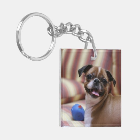 Happy Dog met Speelgoed Sleutelhanger (Voorkant Links)