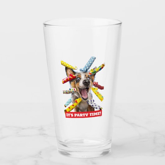 Happy Dog Party Blowers Glas (Voorkant)