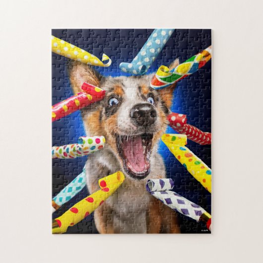 Happy Dog Party Blowers Legpuzzel (Verticaal)