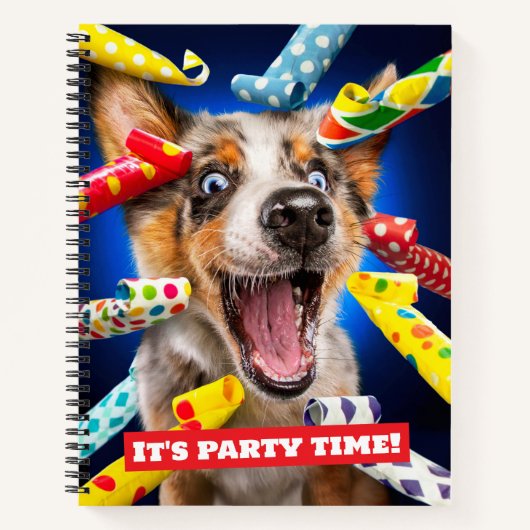 Happy Dog Party Blowers Notitieboek (Voorkant)