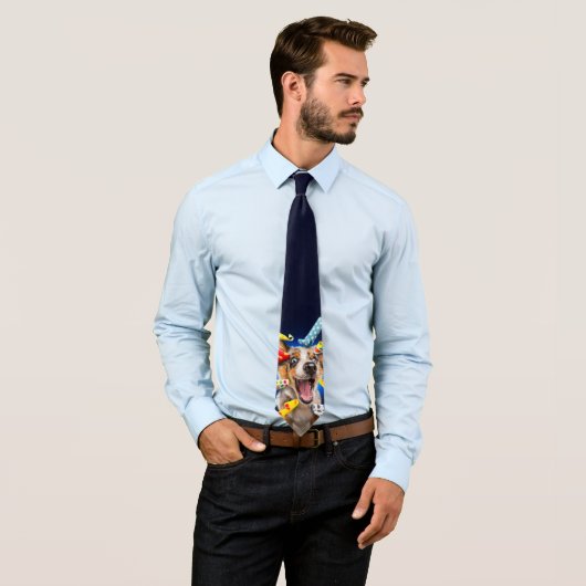 Happy Dog Party Blowers Stropdas (In situ)