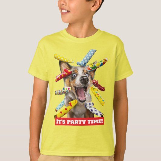 Happy Dog Party Blowers T-shirt (Voorkant)