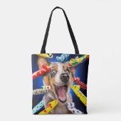 Happy Dog Party Blowers Tote Bag (Achterkant)