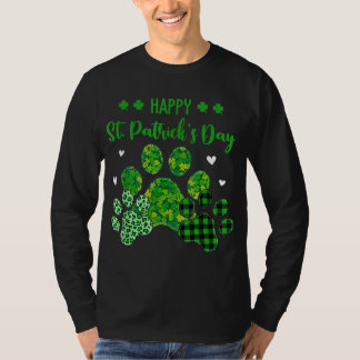Happy Dog Paws Leopard Print Dog Eigenaars St Patr T-shirt