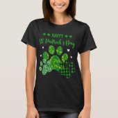 Happy Dog Paws Leopard Print Dog Eigenaars St Patr T-shirt (Voorkant)