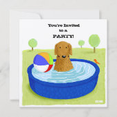 Happy Dog Pool Party | Cute Golden Retriever Kaart (Voorkant)