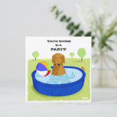 Happy Dog Pool Party | Cute Golden Retriever Kaart (Staand voorkant)