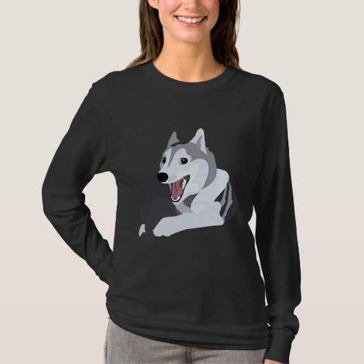 Happy Dog Pun Husky Meme T-shirt (Voorkant)
