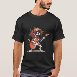 Happy Dog Rocker Playing Guitar with sunglasses T-shirt