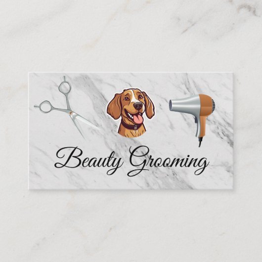 Happy Dog | schaar | föhn Visitekaartje (Voorkant)