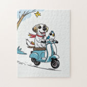 Happy Dog Scooter Adventure Puzzel Legpuzzel (Verticaal)