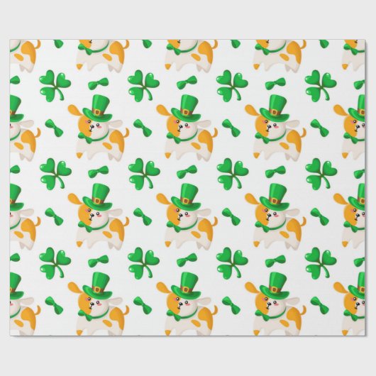 Happy Dog St. Patrick's Pattern Cadeaupapier (Vlak)