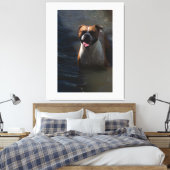Happy Dog Swimming Canvas Afdruk (Insitu (Slaapkamer))