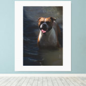 Happy Dog Swimming Canvas Afdruk (Insitu (Houten vloer))