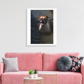 Happy Dog Swimming Canvas Afdruk (Insitu (Woonkamer))