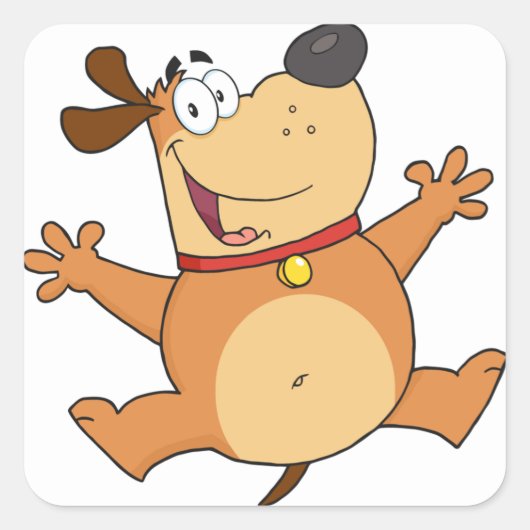 Happy Dog Vierkante Sticker (Voorkant)