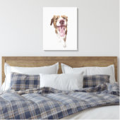 Happy Dog Waterverf Portret Canvas Afdruk (Insitu (Slaapkamer))
