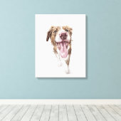 Happy Dog Waterverf Portret Canvas Afdruk (Insitu (Houten vloer))