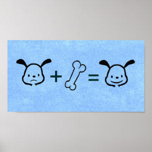 Happy Dog Wiskunde Print - blauw