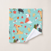 Happy Dogs-kerstpatroon Bad Handdoek (Wasdoekje)
