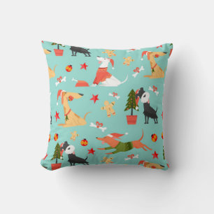 Happy Dogs-kerstpatroon Kussen