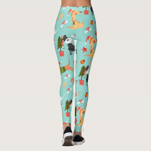 Happy Dogs-kerstpatroon Leggings (Achterkant)
