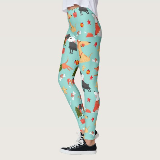 Happy Dogs-kerstpatroon Leggings (Links)