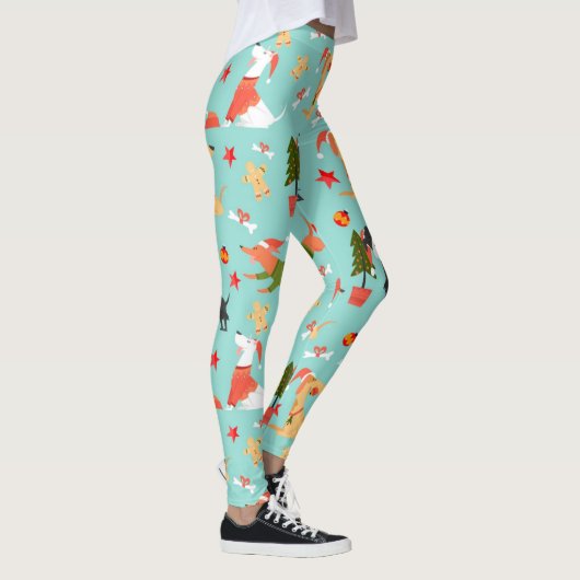 Happy Dogs-kerstpatroon Leggings (Rechts)