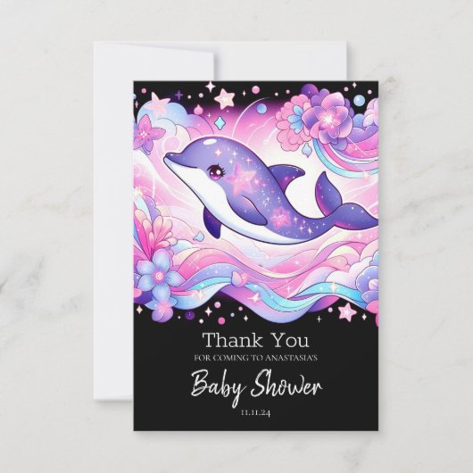 Happy Dolphin Baby shower Bedankkaart (Voorkant)